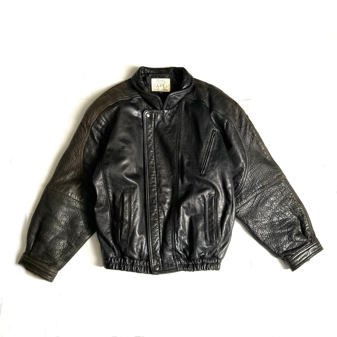90sヴィンテージELITEラムレザーブルゾンボンバージャケット山羊牛革 90sヴィンテージELITEラムレザーブルゾンボンバージャケット山羊牛革